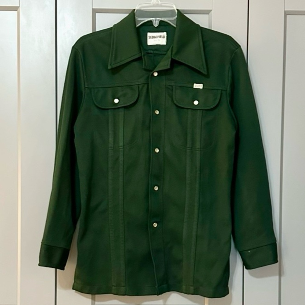 Vintage 1970s Sedgefield Western Pearl Snap Button Down Kelly Green Men’s Size S